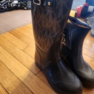 Michael Kors Black Monogram Rain Boots